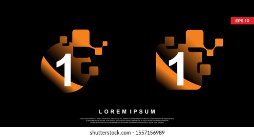 initial number 1 pixel logo. modern icon, template design