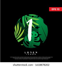 initial number 1 tropical logo. modern icon, template design