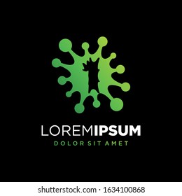 Initial Number 1 Virus or Bacteria Logo Design