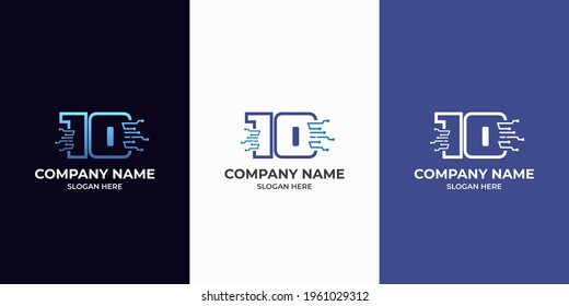 Initial Number 10 digital technology logo design template. Illustration vector graphic of number with dot connection logo design concept. Perfect for Business corporate, more technology brand identity