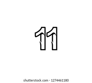 Initial Number 11 Stylish Concept Black Linear Logotype