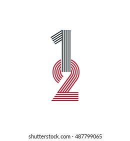 Initial Number 12 Logos Black Red
