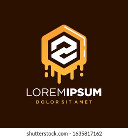 Initial Number 2 with Honeycomb Logo Design