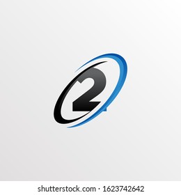 Initial Number 2 Logo with Circle Swoosh Element