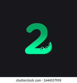 Initial Number 2 Logo Design with Tentacle Element