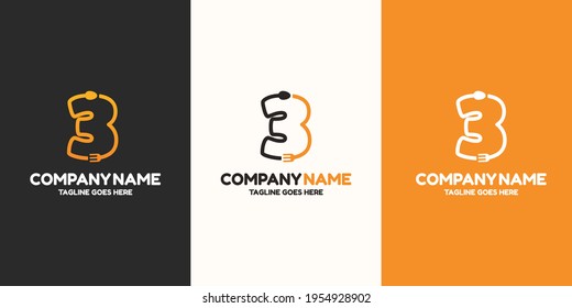 Initial Number 3 food Logo Design Template. Illustration vector graphic. Design concept fork and spoon With letter symbol. Perfect for cafe, restaurant, cooking business