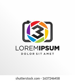 Initial Number 3 with Photography or Camera Logo Design