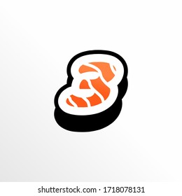 Initial Number 3 Sushi Logo Design