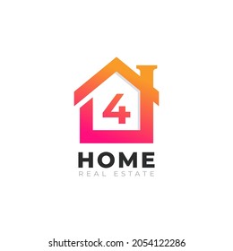 Diseño inicial del logotipo de la casa principal número 4. Concepto del logotipo inmobiliario. Ilustración vectorial