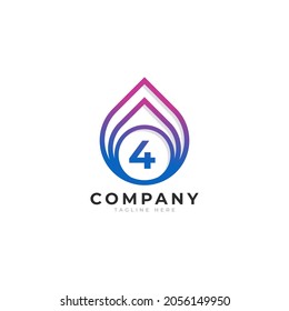 Initial Number 4 with Oil and Gas Logo Design Inspiration