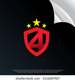 initial number 4 sport emblem icon, modern template logo design