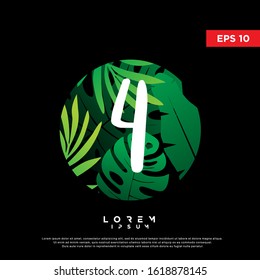initial number 4 tropical logo. modern icon, template design