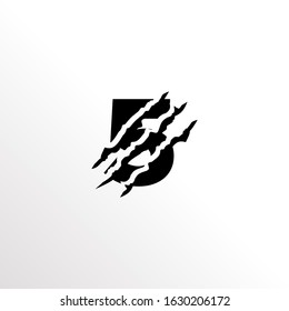 Initial Number 5 with Claw Scratch Logo Design