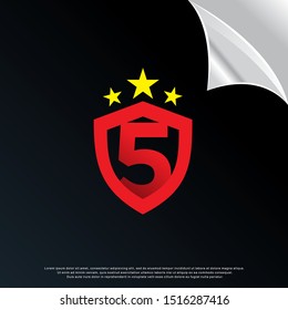 initial number 5 sport emblem icon, modern template logo design