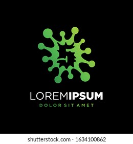 Initial Number 5 Virus or Bacteria Logo Design