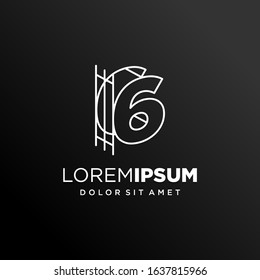Initial Number 6 with Architecture Graphic Logo Design