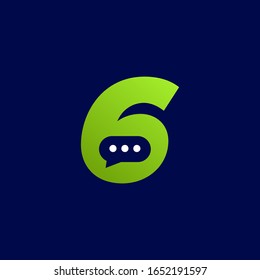 Initial Number 6 Chat Logo Design