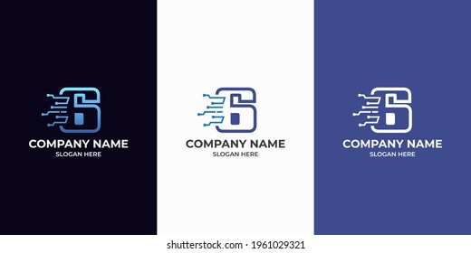 Initial Number 6 digital technology logo design template. Illustration vector graphic of number with dot connection logo design concept. Perfect for Business corporate, more technology brand identity