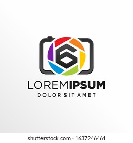 Initial Number 6 with Photography or Camera Logo Design