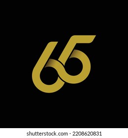 Initial number 65 or 65th anniversary. Vector logo design