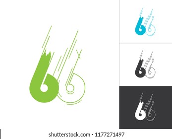 Initial Number 66 Logotype Line Sketch Concept in Vector. Modern Style Number Logo Designs Elements in Blue and Green Color. Number 66 Inside This Designs Elements.