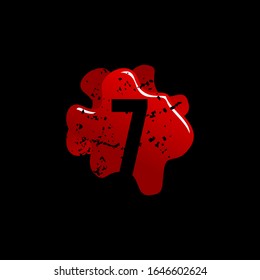 Initial Number 7 with Blood Splatter Logo Design
