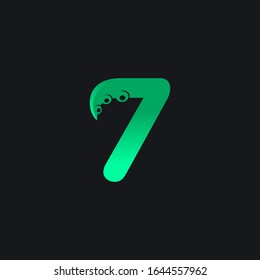 Initial Number 7 Logo Design with Tentacle Element