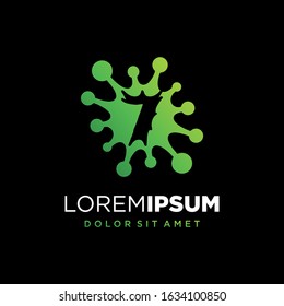 Initial Number 7 Virus or Bacteria Logo Design