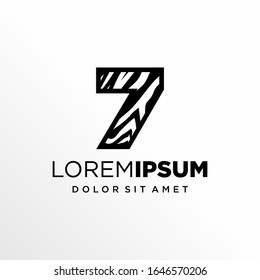 Initial Number 7 Zebra Logo Design