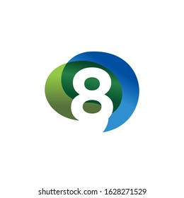 Initial Number 8 Bubble Speech Logo Design Concept
