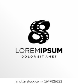 Initial Number 8 with Filmstrip Logo Design