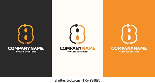 Initial Number 8 food Logo Design Template. Illustration vector graphic. Design concept fork and spoon With letter symbol. Perfect for cafe, restaurant, cooking business