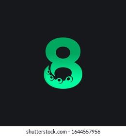 Initial Number 8 Logo Design with Tentacle Element