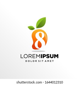 Initial Number 8 with Mango Fruit