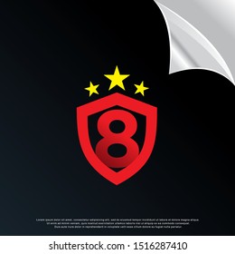 initial number 8 sport emblem icon, modern template logo design