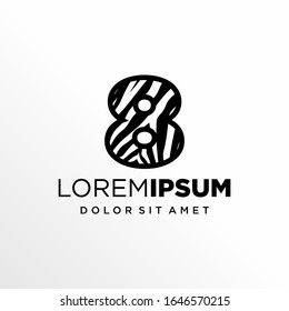 Initial Number 8 Zebra Logo Design