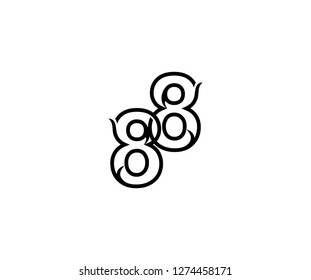 Initial Number 88 Stylish Concept Black Linear Logotype