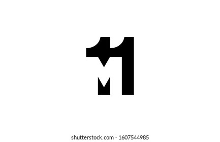 Initial Number Letter 11M M11 Negative Space Logo Design