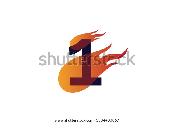 Initial\
number logo orange fire flame logo\
template