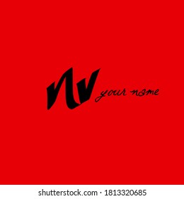 Initial Nv handwriting logo template vector