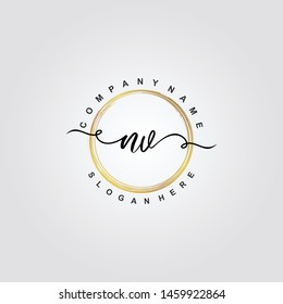 initial NV letter with shield style logo template vector