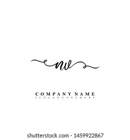 initial NV letter with shield style logo template vector