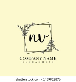 initial NV letter with shield style logo template vector