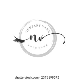 Initial NV monogram eye and eyelash handwriting
