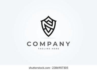 Initial NV or VN Shield Logo. monogram logo design combination of letters N and V form a shield. Flat Vector Logo Design Template. vector illustration