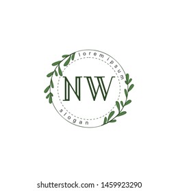 initial NW letter with shield style logo template vector