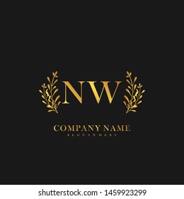 initial NW letter with shield style logo template vector