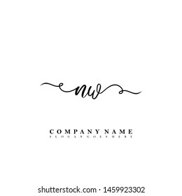 initial NW letter with shield style logo template vector