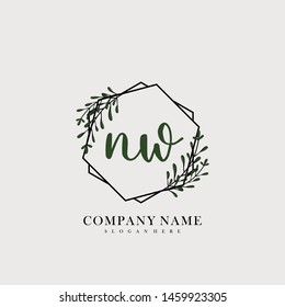 initial NW letter with shield style logo template vector