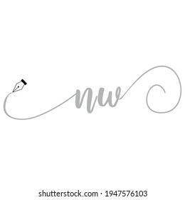 Logo inicial NW escritura a mano ilustración comercial moda simple